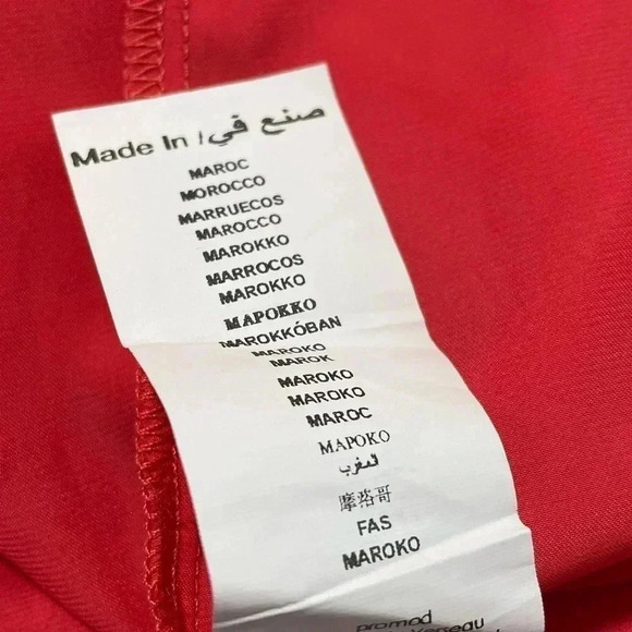 Promod Women’s Size EU 42 Red Top Lace Short Sleeves Keyhole Back Button Closure - Picture 5 of 10